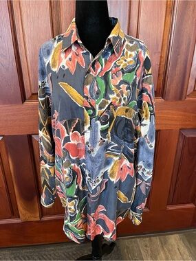 SANTANA Vintage SILK Sz S Abstract Men Vacation Dance Ace Ventura Relaxed Fresh